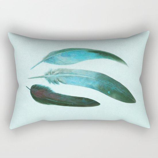 Blue Feathers Rectangular Pillow