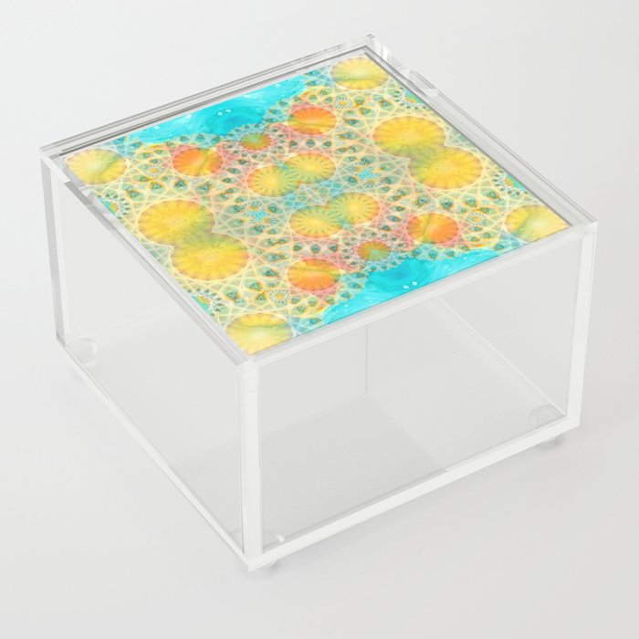 Blue And Yellow Sun Art - Sun Dancers Acrylic Box