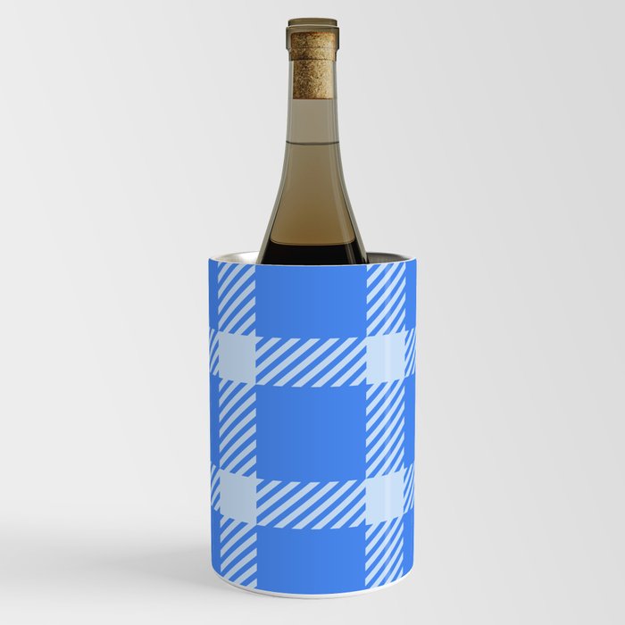 Sky Blue & White Color Check Design Wine Chiller
