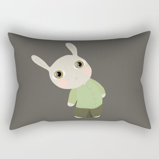Chinese Rabbit Rectangular Pillow