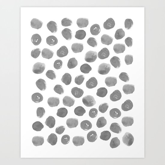 Grayson - grey and white modern brushstroke monochromatic dots abstract painting design hipster art Art Print