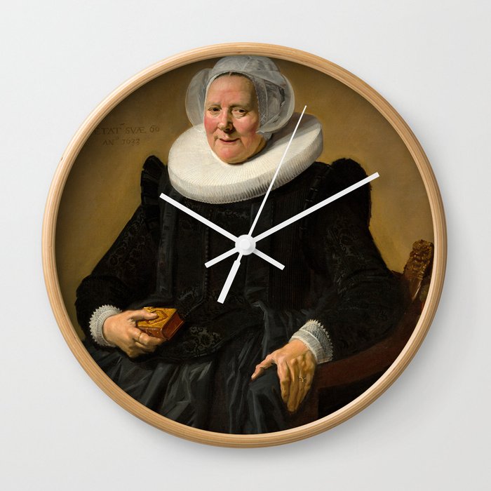 Portrait of an Elderly Lady, 1633 by Frans Hals  Wall Clock