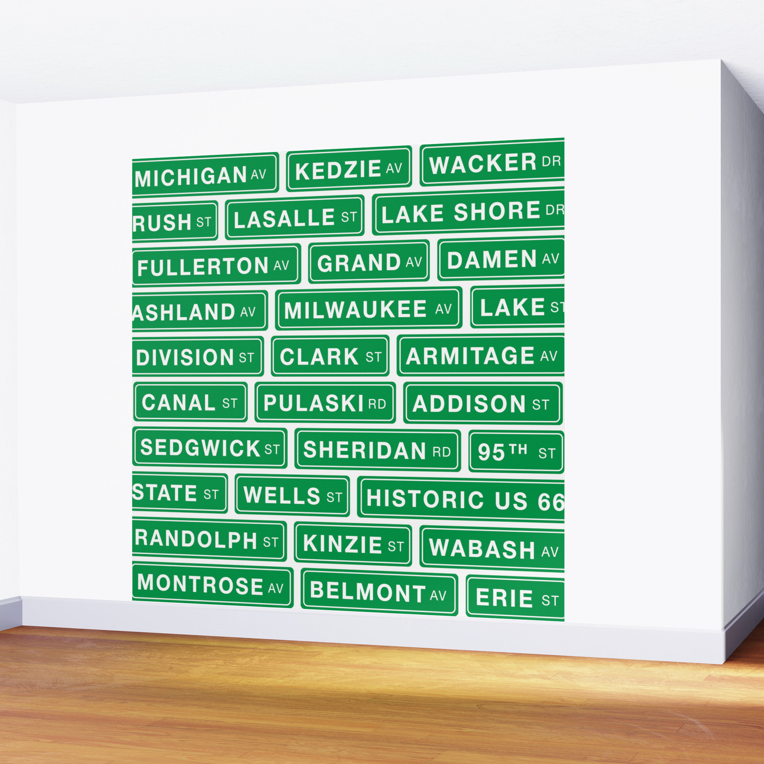 Famous Chicago Streets Chicago Street Signs Wall Mural By
