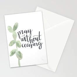 pray without ceasing // watercolor bible verse leaf Stationery Card