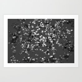 Gray Black Night Glitter Stars #1 (Faux Glitter) #shiny #decor #art #society6 Art Print