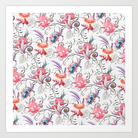 Mushroom pattern Art Print