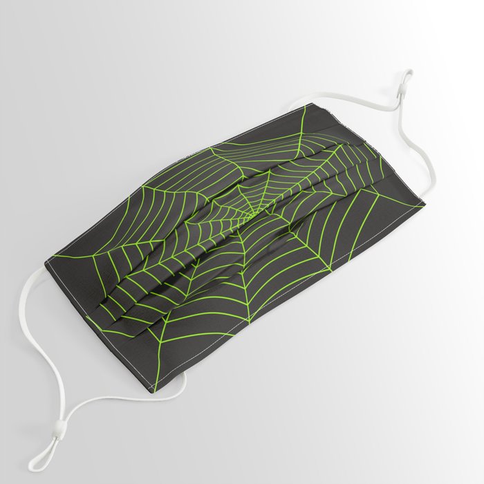 Neon green spider web Face Mask