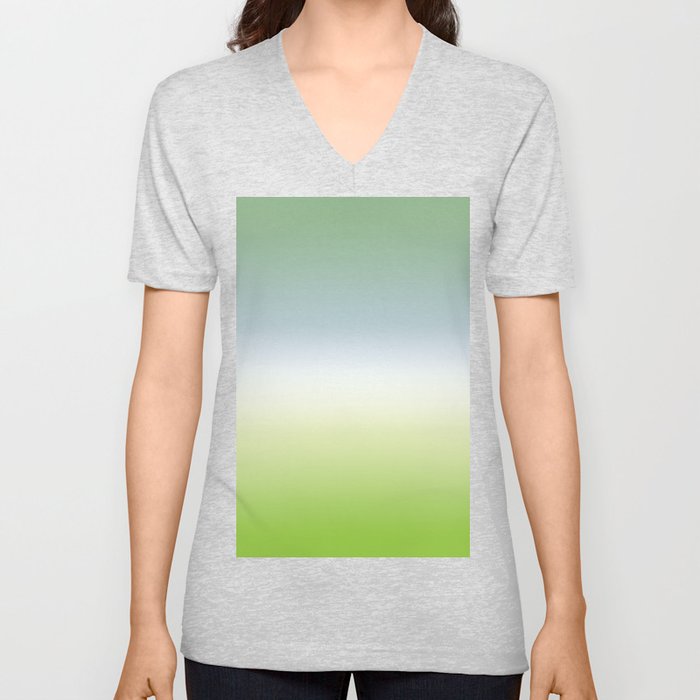 Cool & Fresh Blue Green Ombre Gradient V Neck T Shirt