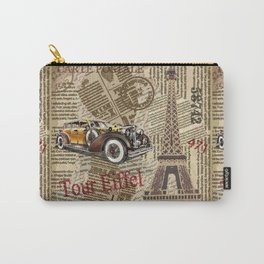 Vintage poster Paris torn newspaper background Carry-All Pouch