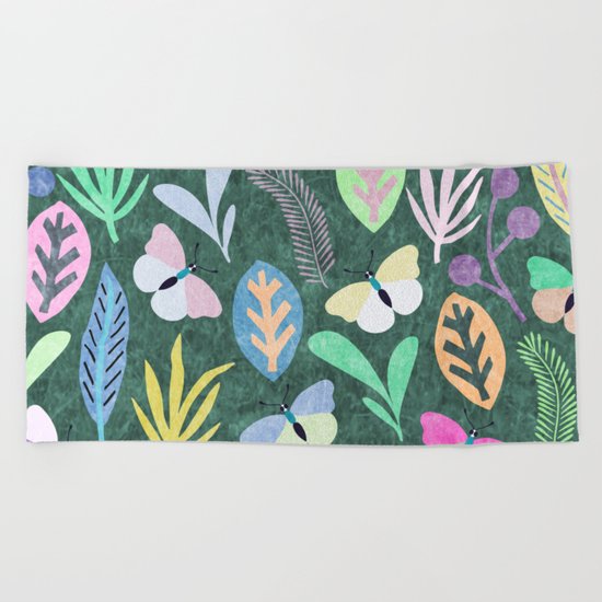 Flower and Butterfly IV Beach Towel