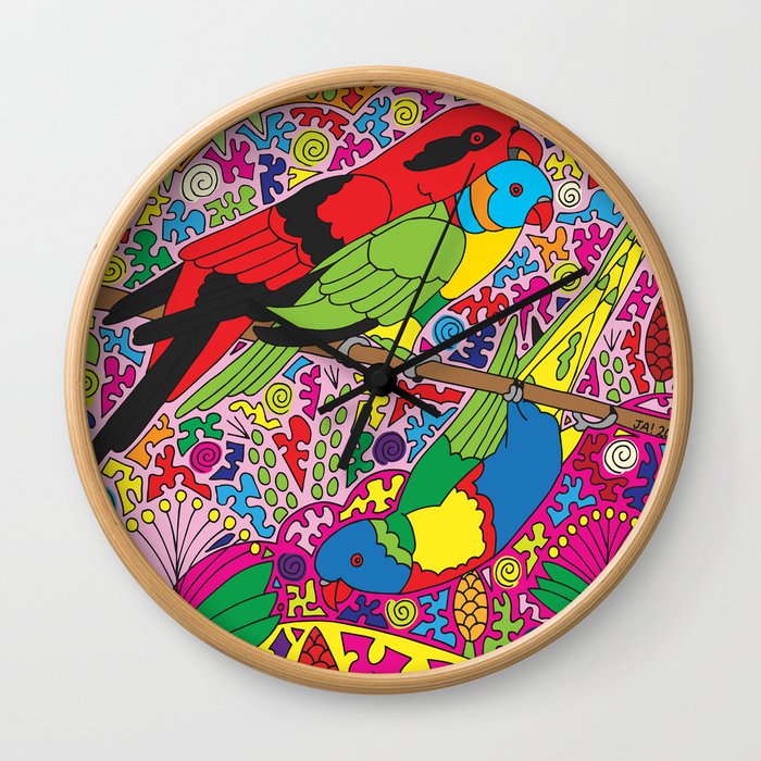 Happy Birds - Lorikeet Wall Clock