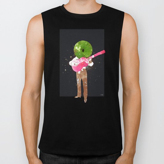 Guitar Man Collage Biker Tank