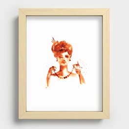 Pearl Girl Fashion Watercolor Recessed Framed Print