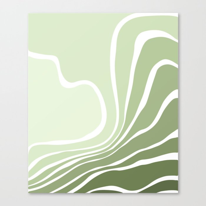 Sage Green Gradient Abstract Mountains Landscape Canvas Print