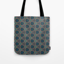 Geometric pattern no.5 with colored hexagonal shapes (yellow, blue, orange) Tote Bag