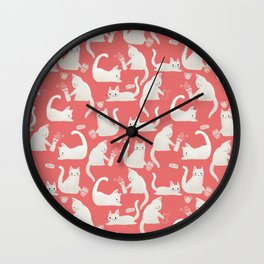 Bad White Cats Knocking Things Over Wall Clock