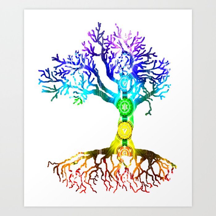 Chakra Tree of Life Art Print by Wrinkled Hippie