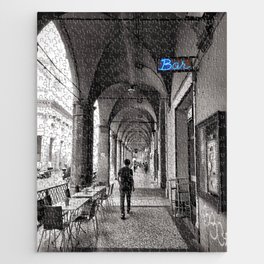 Black and white Bologna Street Photography Jigsaw Puzzle
