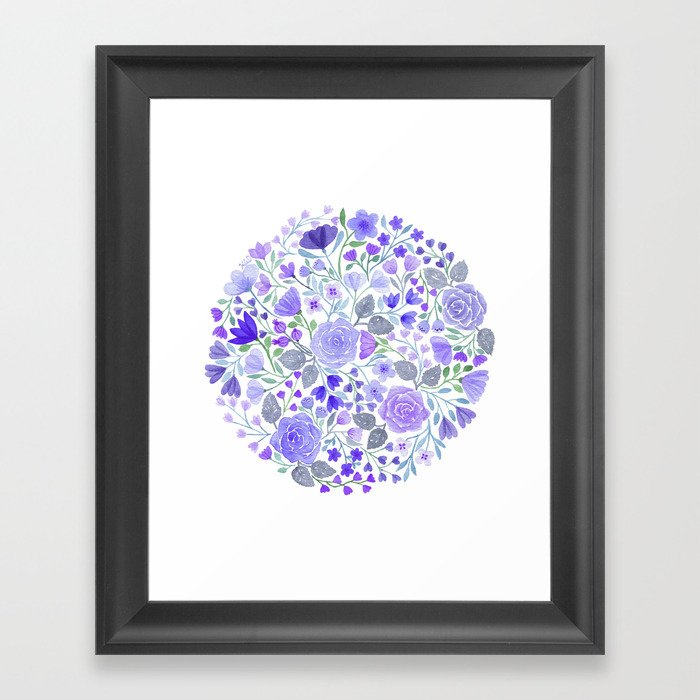 Purple flower circle Framed Art Print