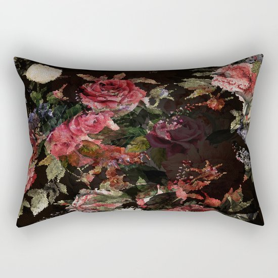 Dark Garden Pattern Rectangular Pillow