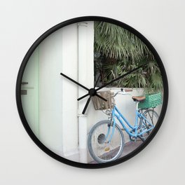 The Blue Bike | Tropical Photograph Wall Clock | Bike, Photo, Travel, Paradise, Holiday, Retro, Coastal, Beach, Photograph, Tropical 