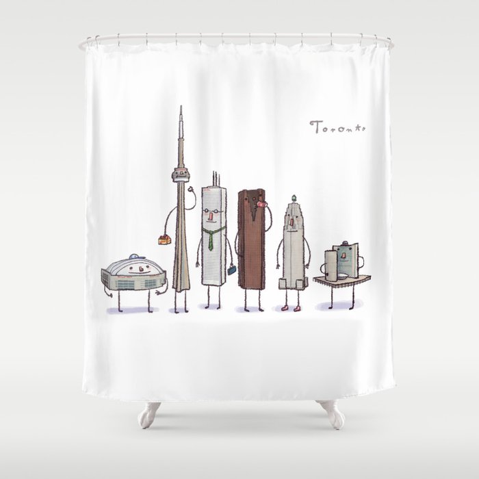 Toronto skyline art print Shower Curtain