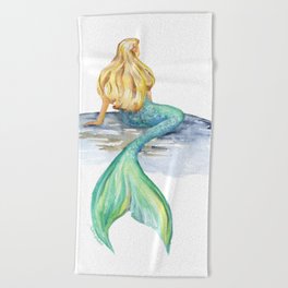 Mermaid Watercolor Beach Towel
