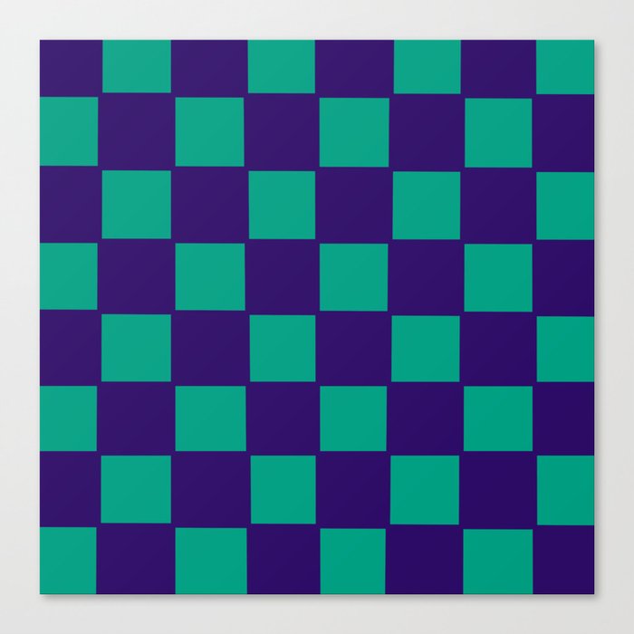 Purple and Teal Checkered Canvas Print