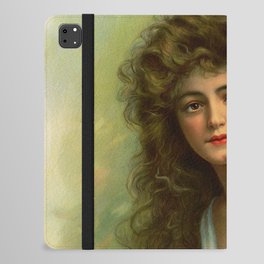  Girl with poinsettia restored iPad Folio Case