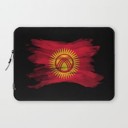 Kyrgyzstan flag brush stroke, national flag Laptop Sleeve