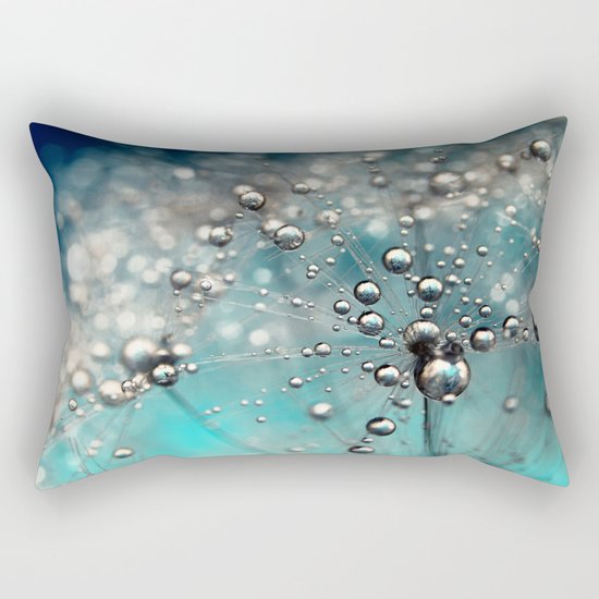 Ocean Blue and White Dandy Drops Rectangular Pillow