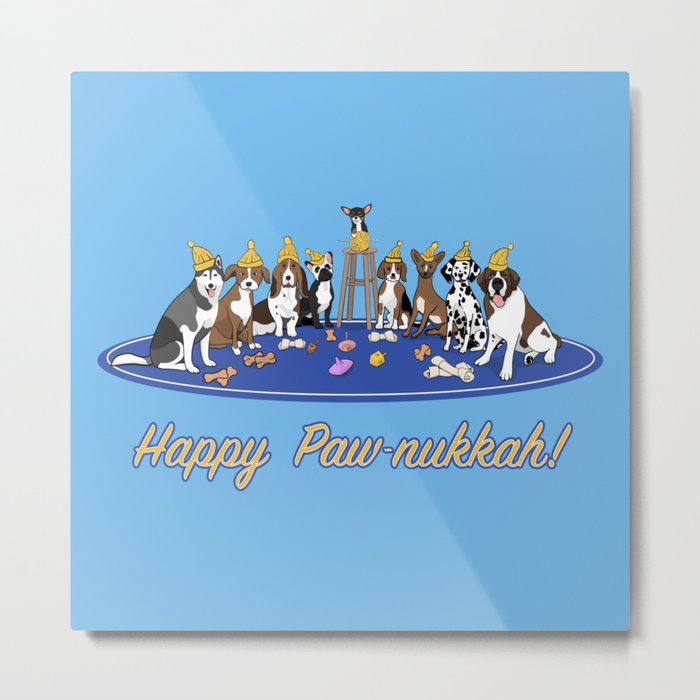 Happy Paw-nukkah! - Happy Hanukkah Metal Print
