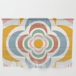Floral Abstract Shapes 12 in Retro Tones Wall Hanging