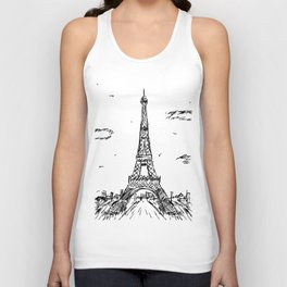 Paris Eiffel Tower Drawing Unisex Tank Top
