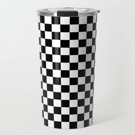 Classic Black and White Race Check Checkered Geometric Win Travel Mug