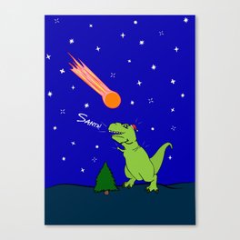 funny santasaurus rex apocalypse christmas Canvas Print