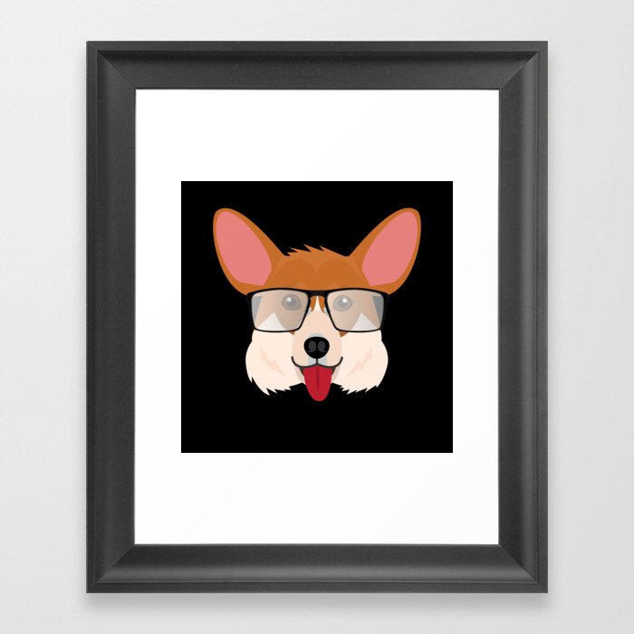 Dog With Glasses Puppy Cute Music Framed Art Print
