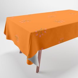 Branches With Red Berries Seamless Pattern on Orange Background Tablecloth