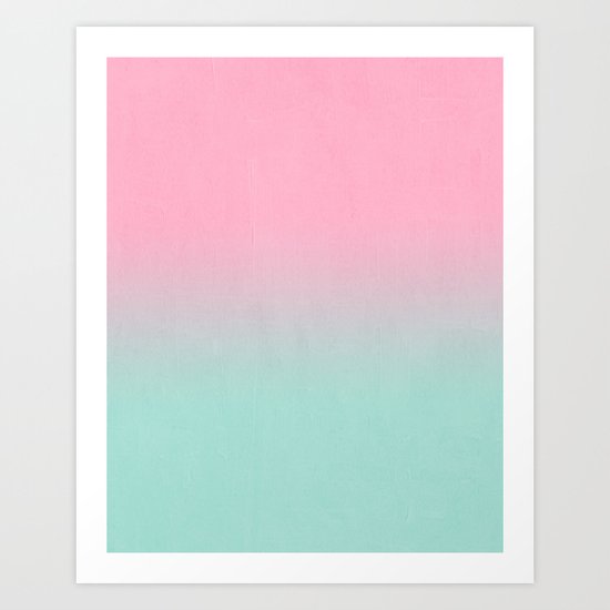 Resti Abstract Minimal Painting Pastel Pink Mint Ombre Fade Trendy Decor Colorways Art Print By Charlottewinter Society6