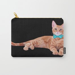 Ginger Cat with Teal Bow Tie  Carry-All Pouch