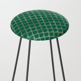 Gold Green Scales Pattern Counter Stool