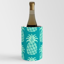 Retro Mid Century Modern Pineapple Pattern Mint Green and Teal 2 Wine Chiller