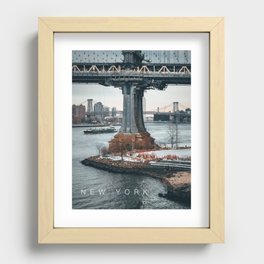 New York City and Manhattan Bridge Recessed Framed Print
