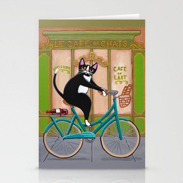 Les Cafe des Chats Bicycle Cat Stationery Cards