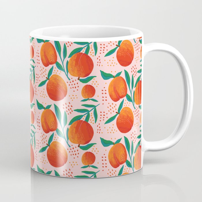Fresh Peach Tropical Seamless Illustration Coffee Mug