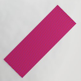 [ Thumbnail: Dark Orchid and Red Colored Striped Pattern Yoga Mat ]