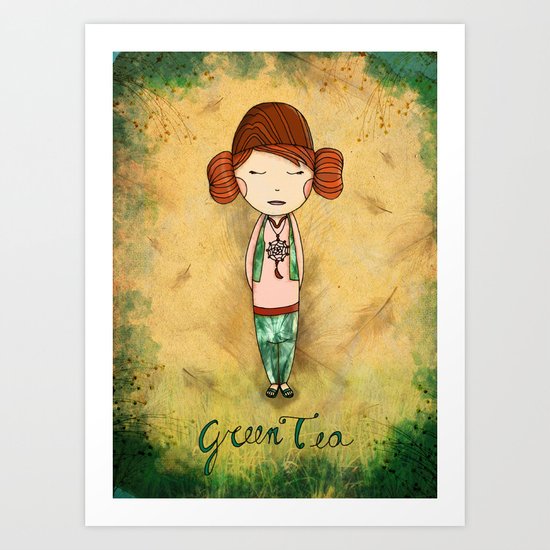 Green Tea Girl Art Print