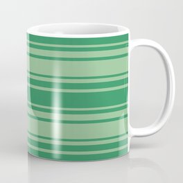 [ Thumbnail: Dark Sea Green & Sea Green Colored Stripes Pattern Coffee Mug ]