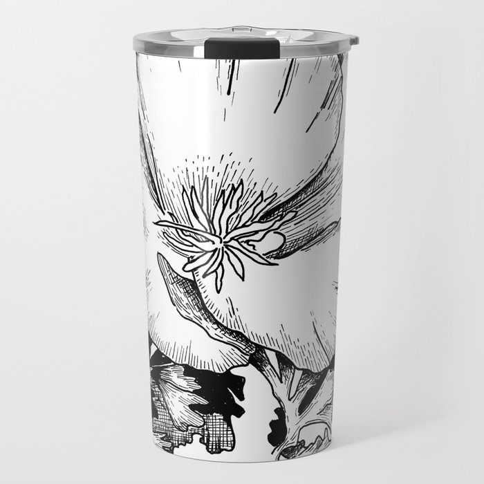  Poppy - Floral Line Drawing Travel Mug