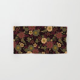 Classy Burgundy, Cream & Sage Green Floral Pattern Hand & Bath Towel